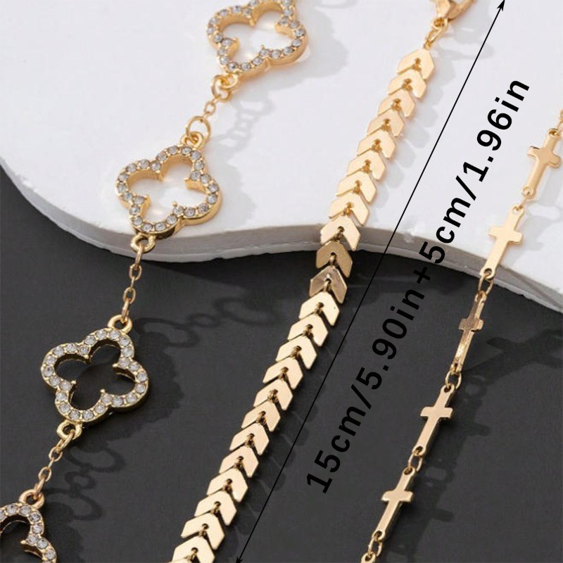 3pcs Women's Simple Four-Leaf Clover Bracelet Set